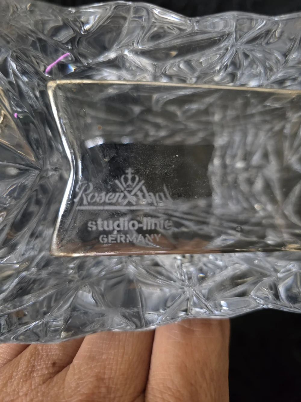Rosenthal Studio Crystal Patterned Square Vase Linie Germany Signed